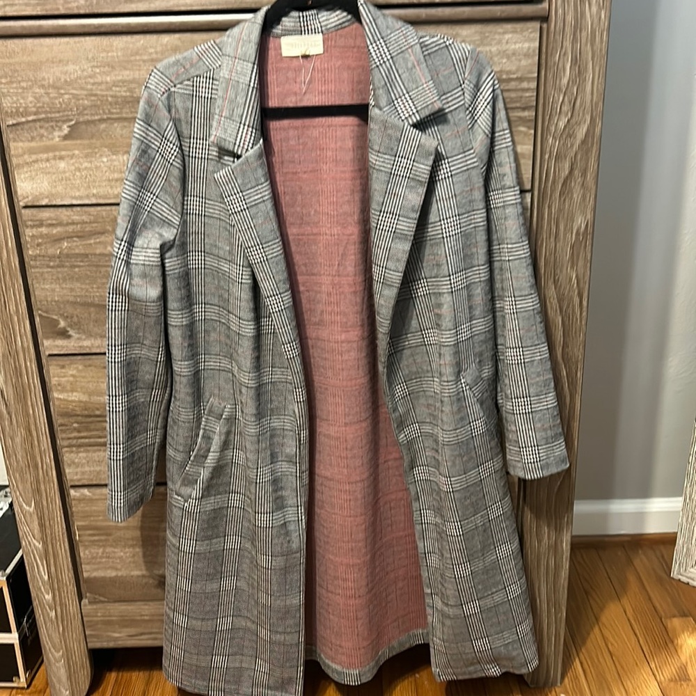 Longline Plaid Blazer